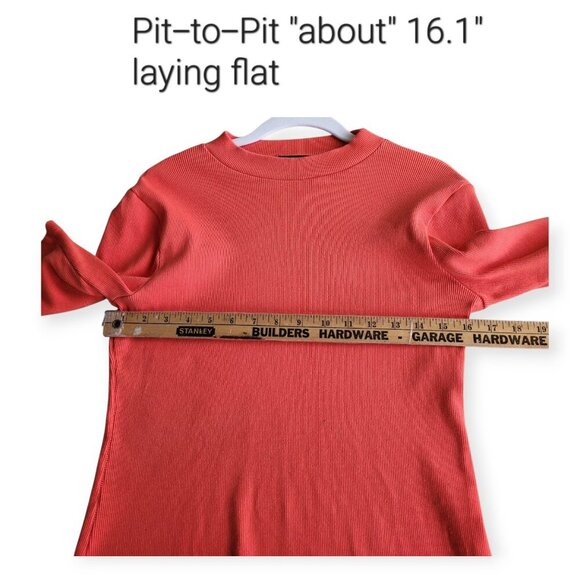 Anthropologie Maeve Ribbed Mock Neck Blair Baby Tee Burnt Orange size S EUC - Picture 9 of 14